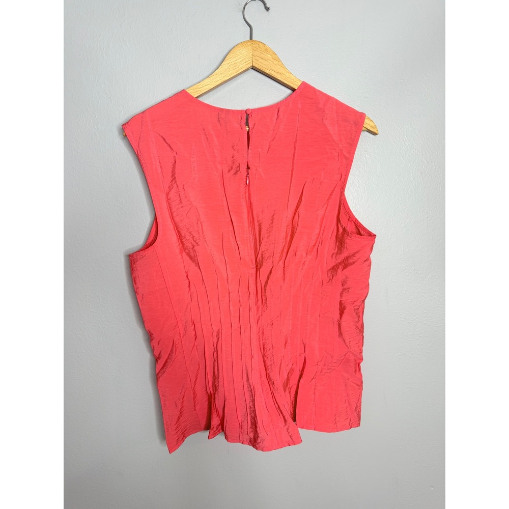 Anthropologie The‎ Della Pleated Waist Shell Top  Coral Red Coquette Large NWT - Picture 4 of 5